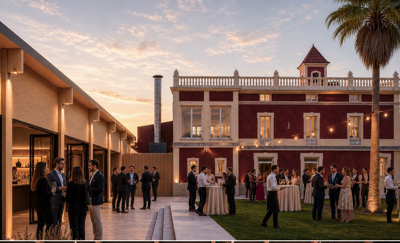 Fachada colonial Mas Vestit al atardecer