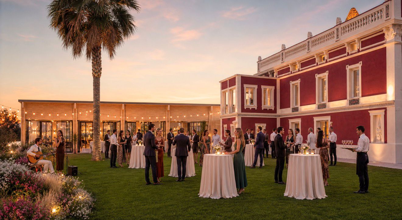 Celebración de boda en Esferic Mas Vestit al atardecer